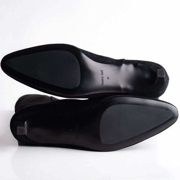 Massimo Dutti Womens Suede Knee hi Heeled Boots Black US 6.5 EU 37 New 1026/450 - Picture 8 of 8